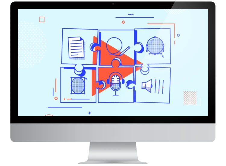 pc with animation background